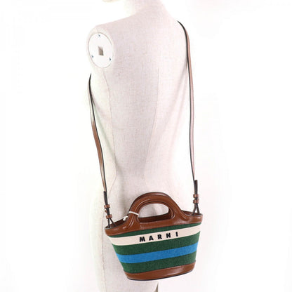 Marni Shoulder Bag Bmmp0096Q0 Cotton Brown Green Blue Tropicalia