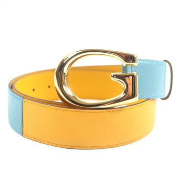 Gucci Belt 709954 Leather Yellow Blue 9036
