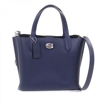 Coach Handbag C8859 Leather Navy Willow Tote 24