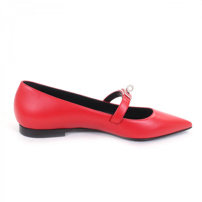 Hermes Pumps 251001Z Leather Rouge Viff Kelly Ballet Flats 37