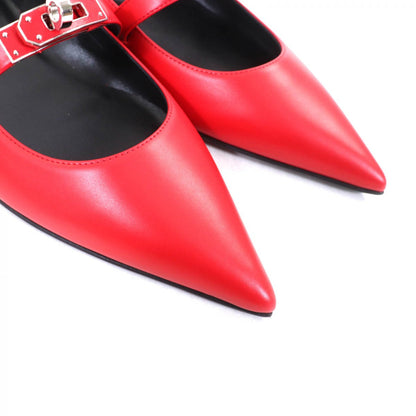 Hermes Pumps 251001Z Leather Rouge Viff Kelly Ballet Flats 37