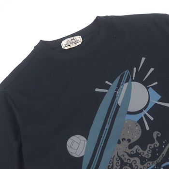 Hermes Short Sleeve T-Shirt Cotton Navy Poulp Watch Xs