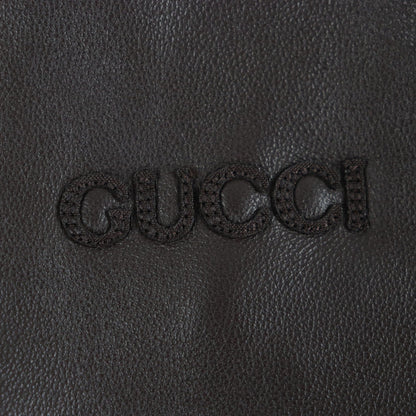 Gucci Blouson 793726 Sheep Leather Dark Brown Shelly Line Web Line Embroidery 46
