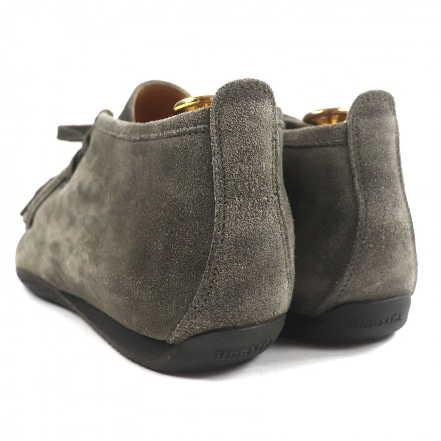Hermes Ankle Boots Suede Leather Khaki Gray 40