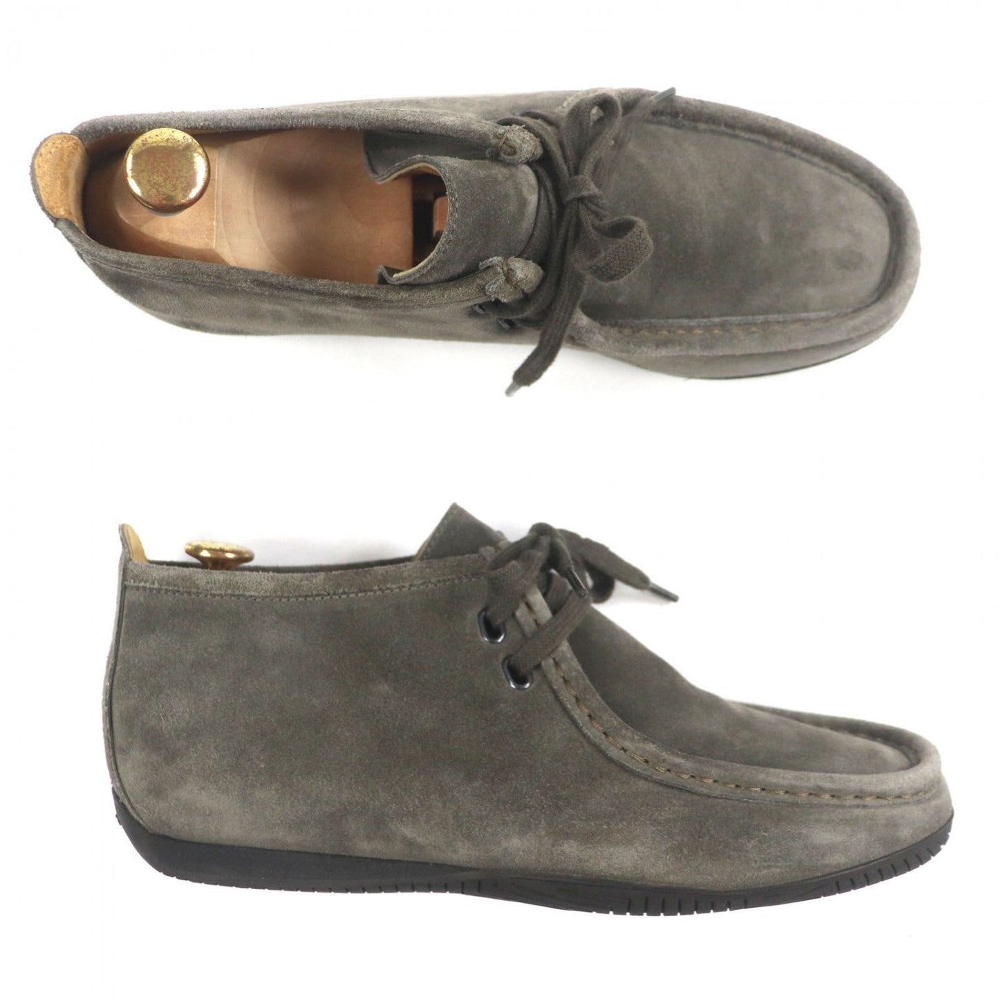 Hermes Ankle Boots Suede Leather Khaki Gray 40