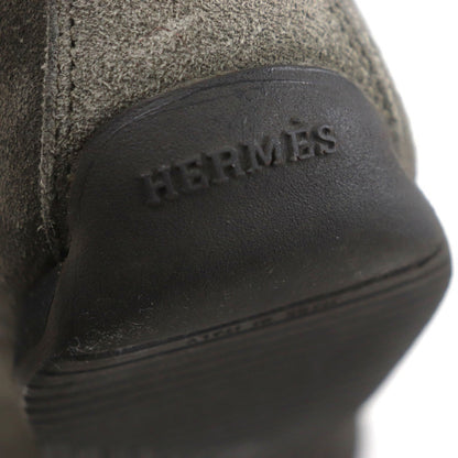 Hermes Ankle Boots Suede Leather Khaki Gray 40
