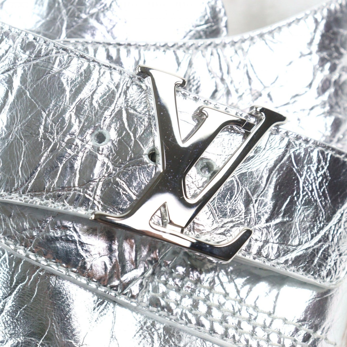 Louis Vuitton Sandals 1A9Inm Leather Silver Lv Easy Line 7