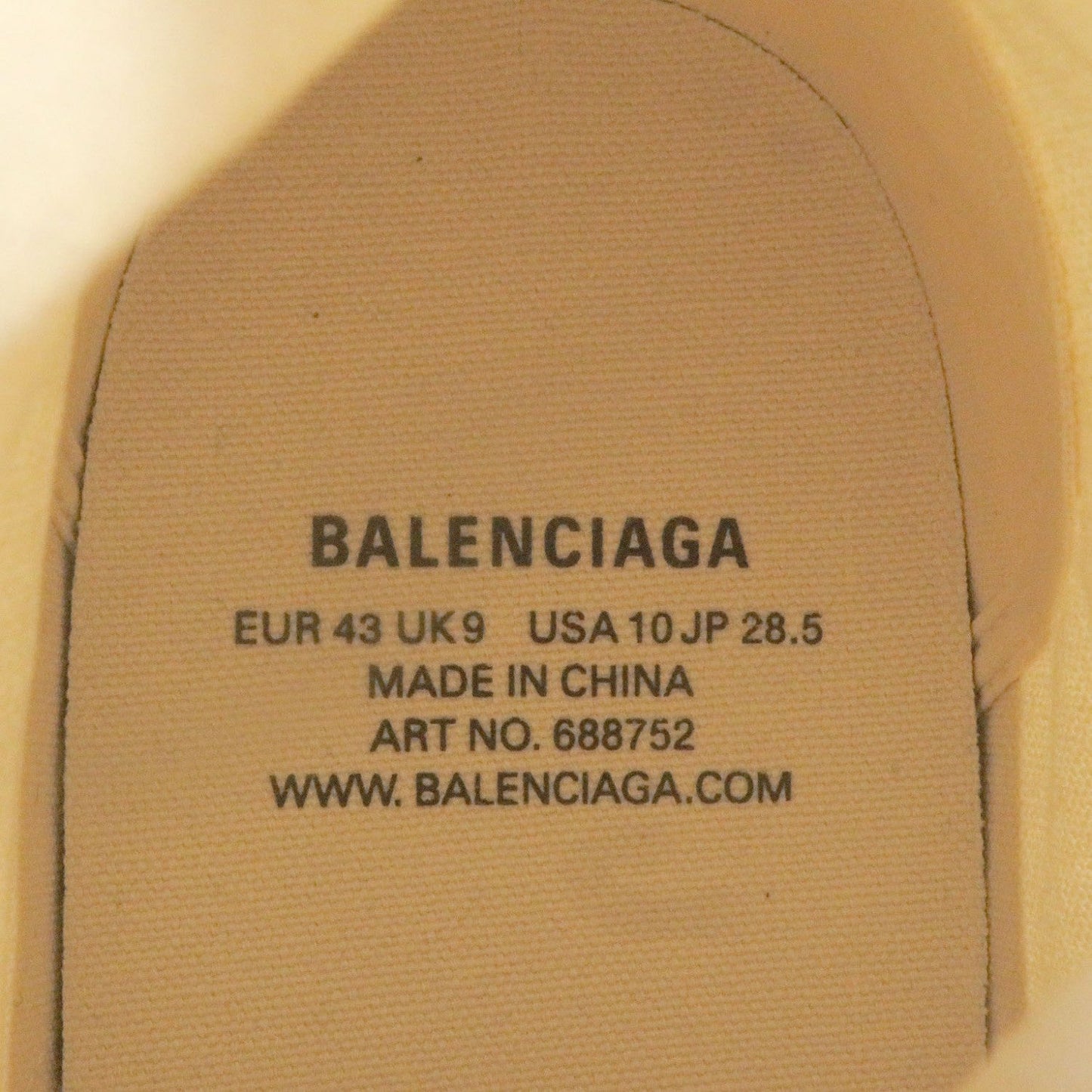 Balenciaga High Cut Sneakers 688752 Canvas Ivory Paris High Top 28.5