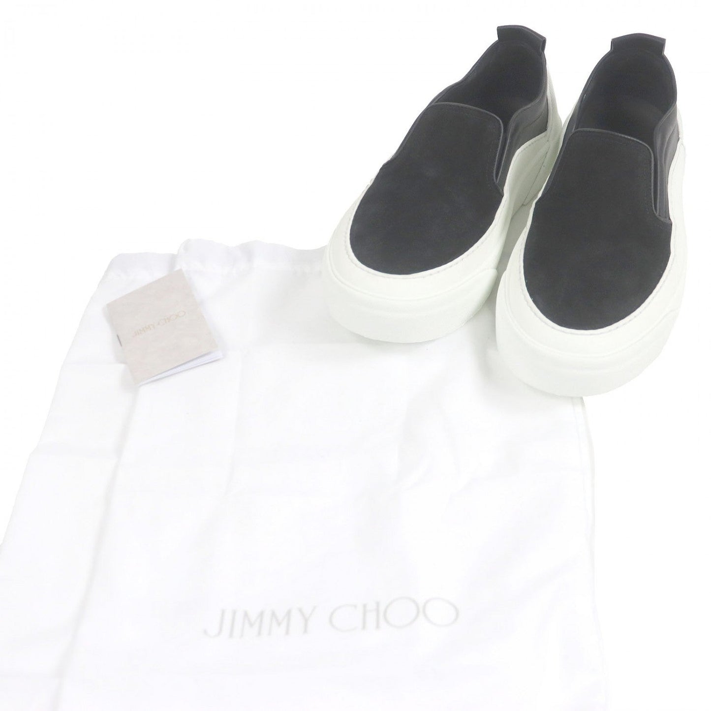 Jimmy Choo Low Cut Sneakers Suede Leather Black Choo V.B.C Slip On 39