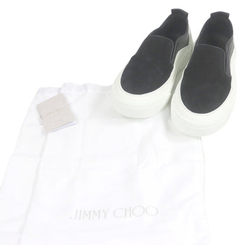 Jimmy Choo Low Cut Sneakers Suede Leather Black Choo V.B.C Slip On 39