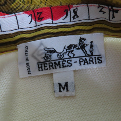 Hermes Short Sleeve Polo Shirt Silk Ivory Red Type Astrology M