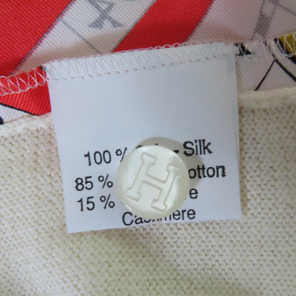 Hermes Short Sleeve Polo Shirt Silk Ivory Red Type Astrology M