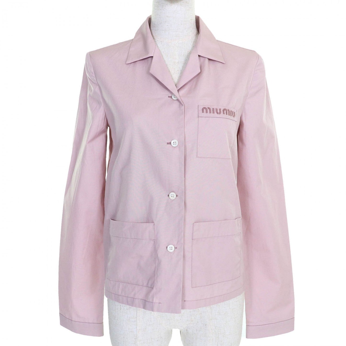 Miumiu Long Sleeve Shirt Mk1888 Cotton Pink Poplin 36
