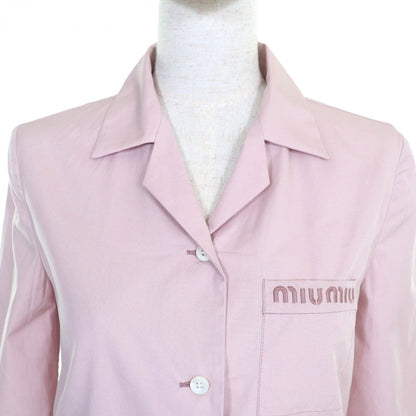 Miumiu Long Sleeve Shirt Mk1888 Cotton Pink Poplin 36