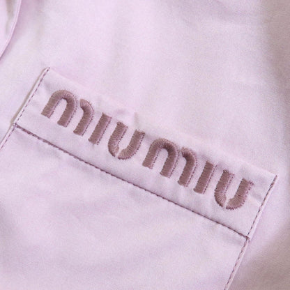Miumiu Long Sleeve Shirt Mk1888 Cotton Pink Poplin 36