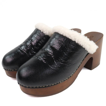 Chanel Sandals G35368 Mouton Black Brown 39