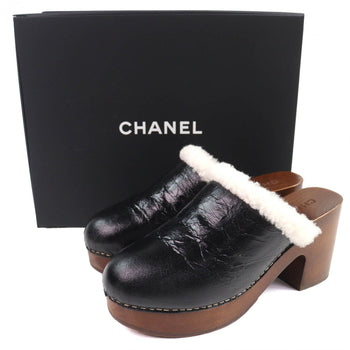 Chanel Sandals G35368 Mouton Black Brown 39