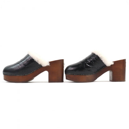 Chanel Sandals G35368 Mouton Black Brown 39