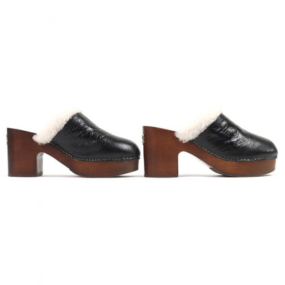 Chanel Sandals G35368 Mouton Black Brown 39