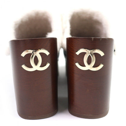 Chanel Sandals G35368 Mouton Black Brown 39
