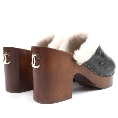 Chanel Sandals G35368 Mouton Black Brown 39