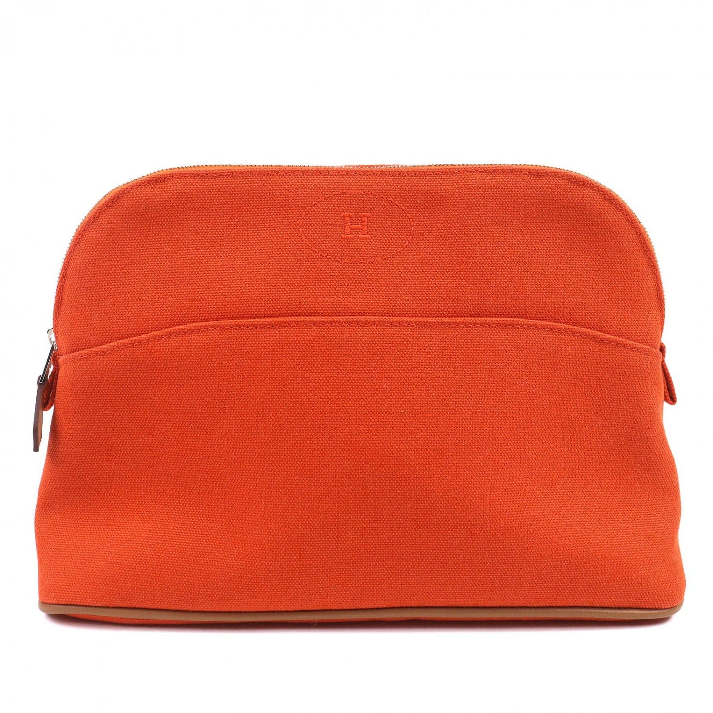Hermes Cosmetics Pouch Cotton Orange Bored Pouch Mm