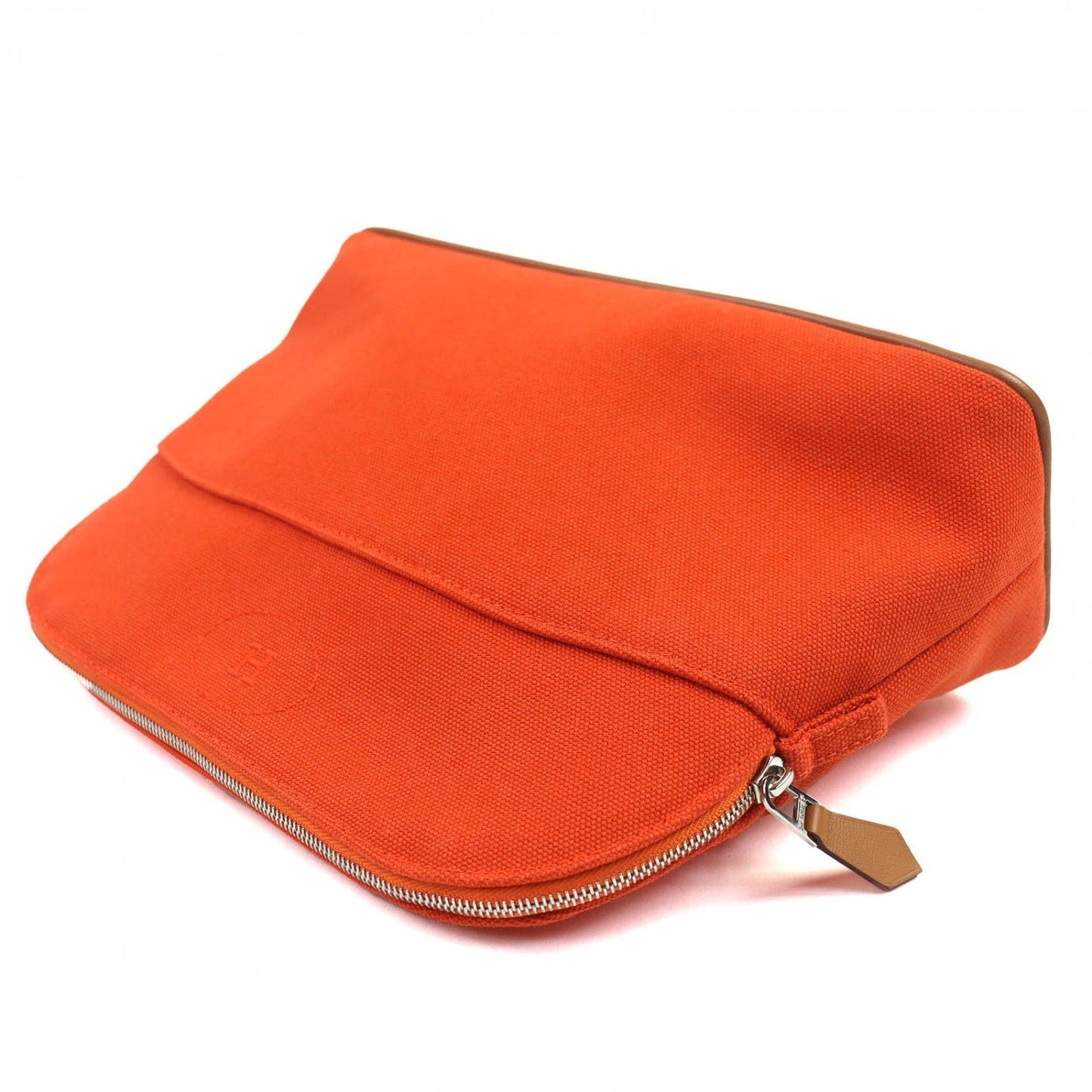 Hermes Cosmetics Pouch Cotton Orange Bored Pouch Mm