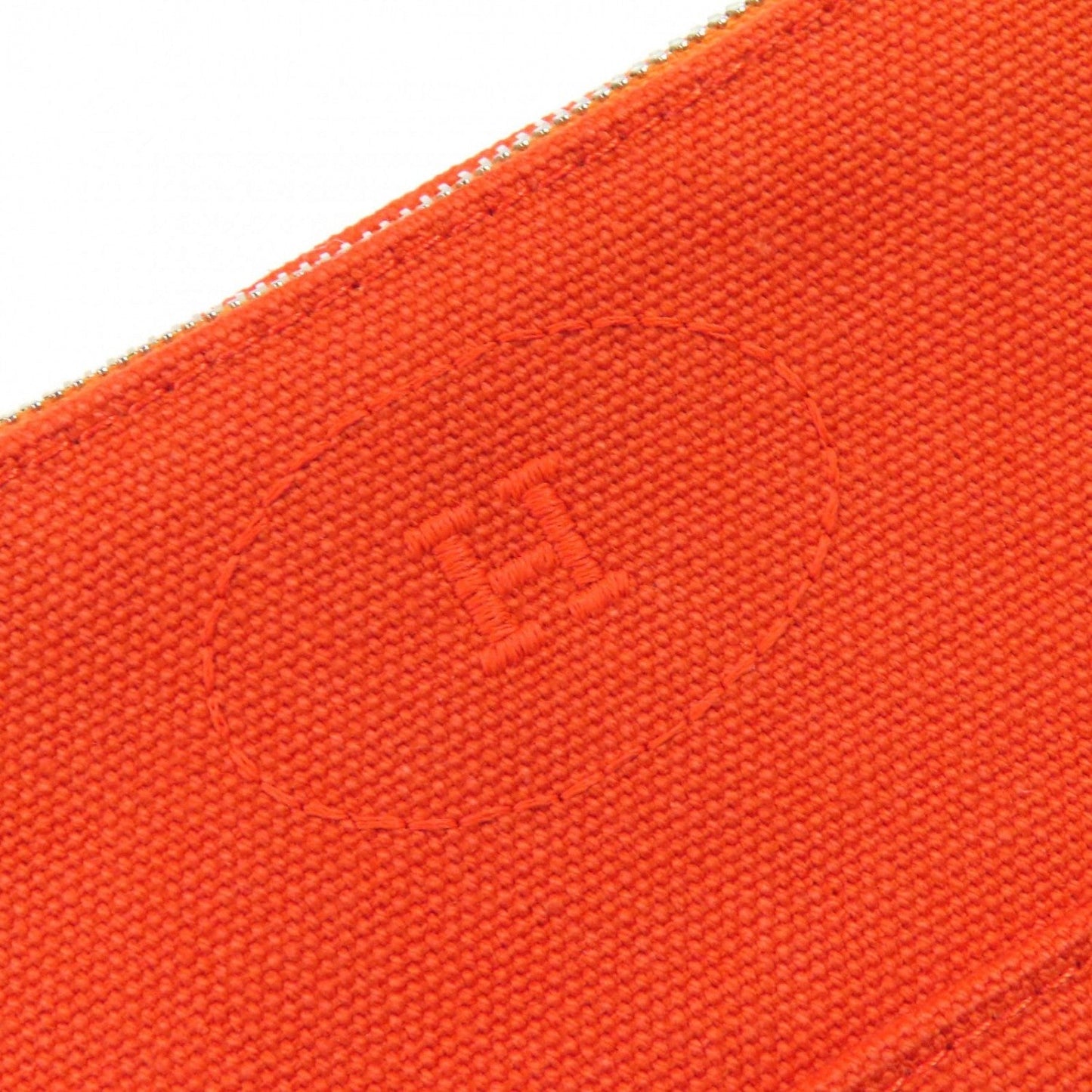 Hermes Cosmetics Pouch Cotton Orange Bored Pouch Mm