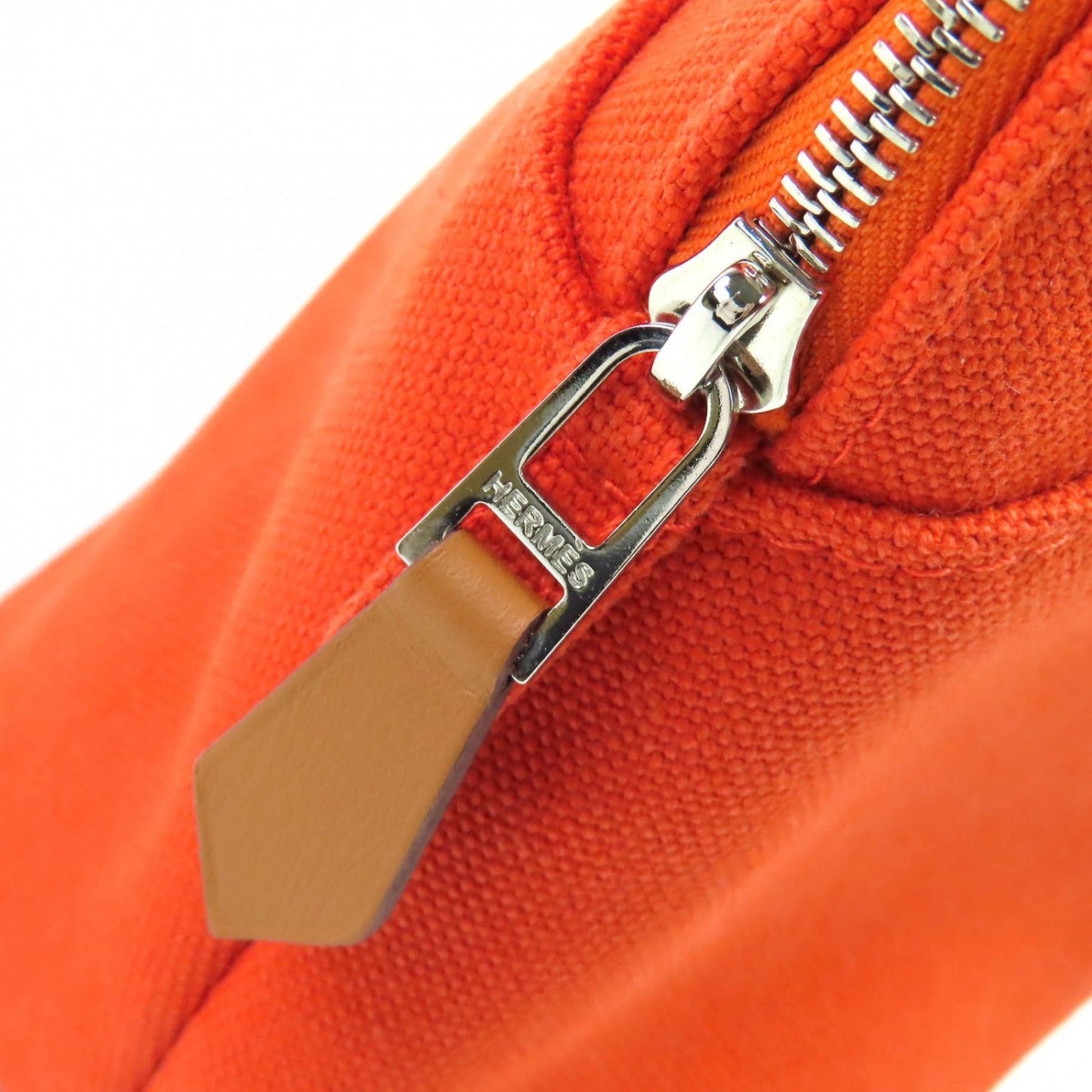 Hermes Cosmetics Pouch Cotton Orange Bored Pouch Mm
