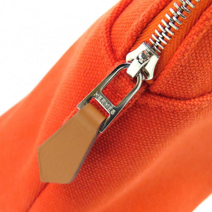 Hermes Cosmetics Pouch Cotton Orange Bored Pouch Mm