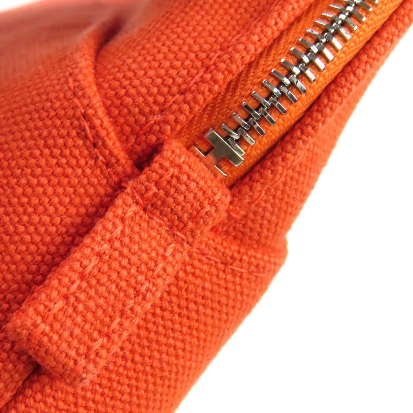 Hermes Cosmetics Pouch Cotton Orange Bored Pouch Mm