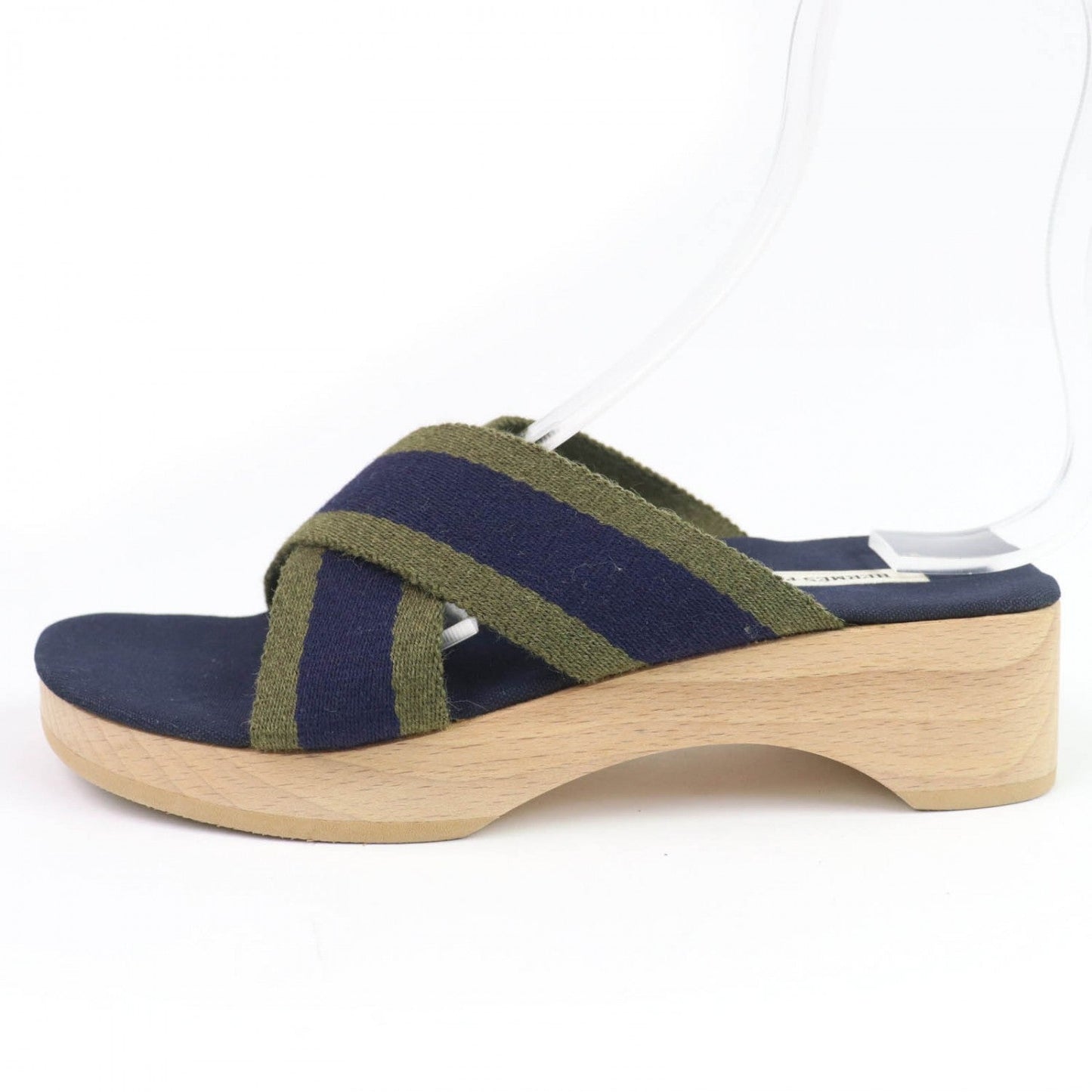Hermes Sandals Canvas Navy 36