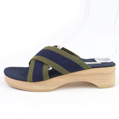Hermes Sandals Canvas Navy 36