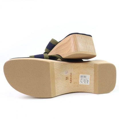 Hermes Sandals Canvas Navy 36