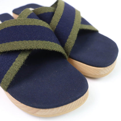 Hermes Sandals Canvas Navy 36