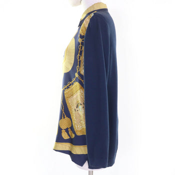 Hermes Long Sleeve Shirt Silk Navy Type Xs