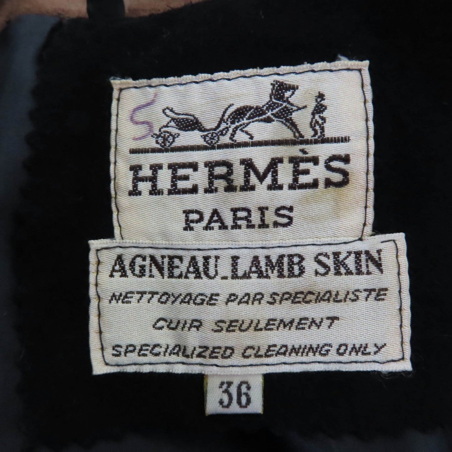 Hermes Tailored Jacket Suede Leather Black Brown 36