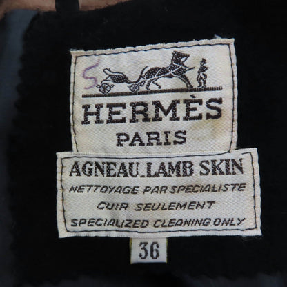 Hermes Tailored Jacket Suede Leather Black Brown 36