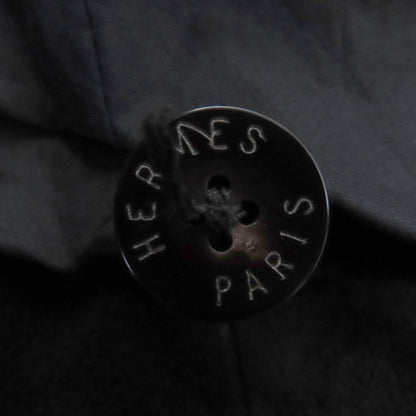 Hermes Tailored Jacket Suede Leather Black Brown 36