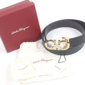 Salvatore Ferragamo Belt Leather Black Brown 90