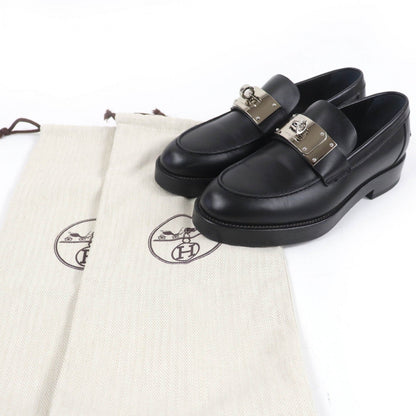 Hermes Loafers 232075Z Leather Black Moccasins Hot 37