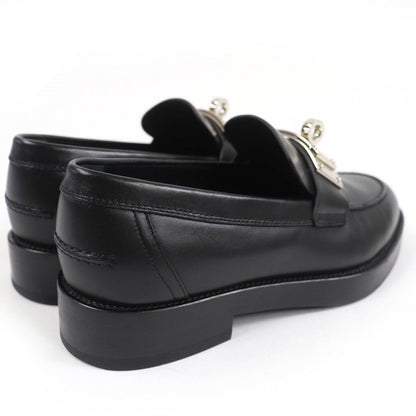 Hermes Loafers 232075Z Leather Black Moccasins Hot 37