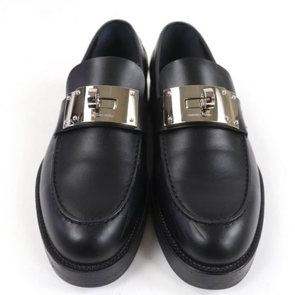 Hermes Loafers 232075Z Leather Black Moccasins Hot 37