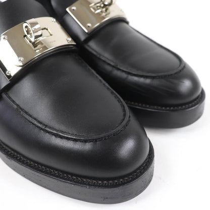 Hermes Loafers 232075Z Leather Black Moccasins Hot 37