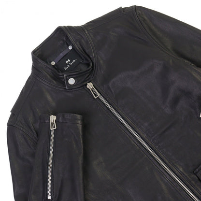 Ps Paul Smith Riders Jacket Py-99184 89184 Goat Leather Black M