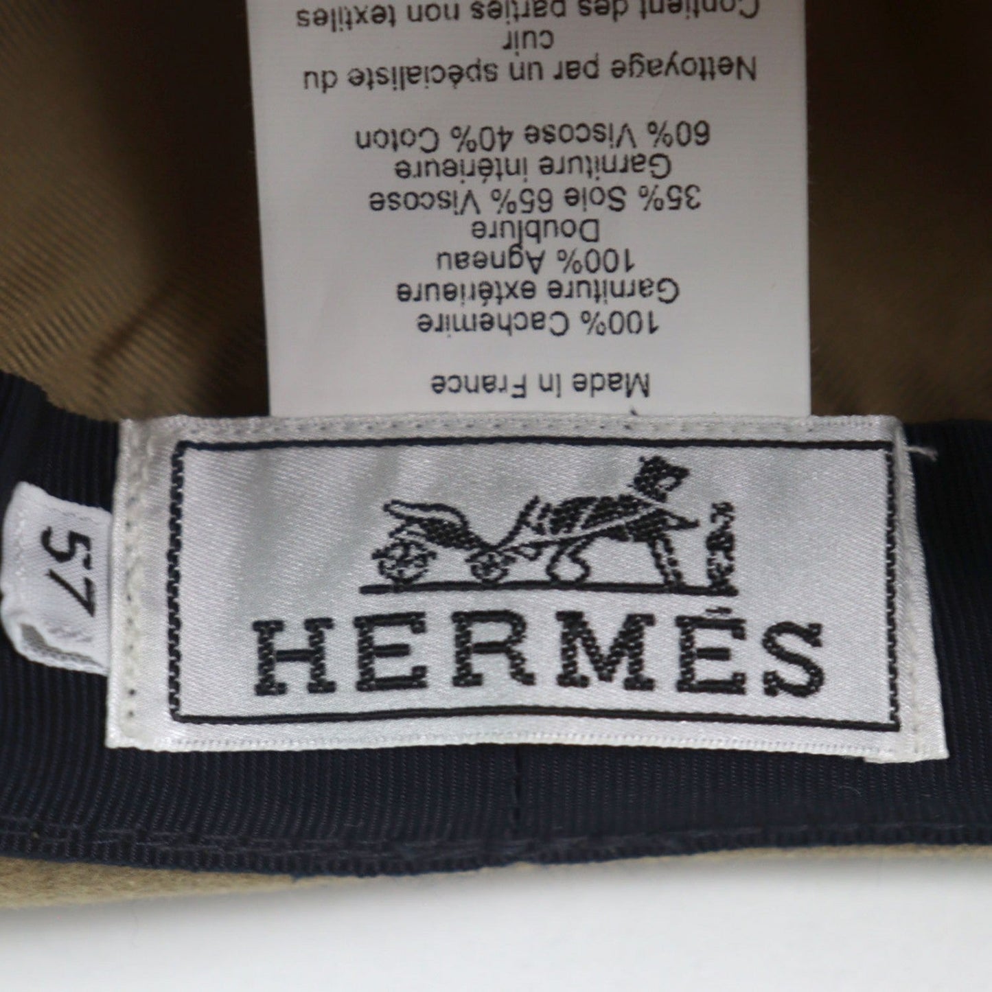 Hermes Hat Cashmere Beige Type 57
