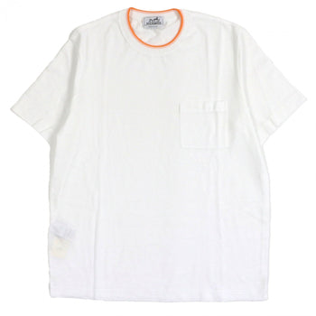 Hermes Short Sleeve T-Shirt Cotton White Orange M