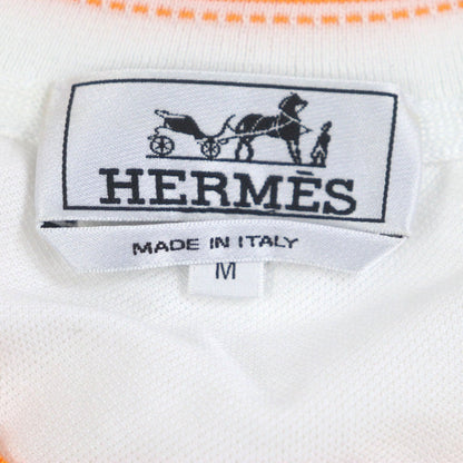 Hermes Short Sleeve T-Shirt Cotton White Orange M