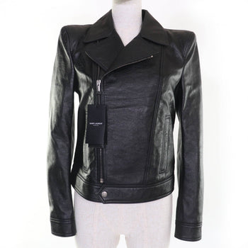 Saint Laurent Paris Riders Jacket 589455 Cowhide Black 38