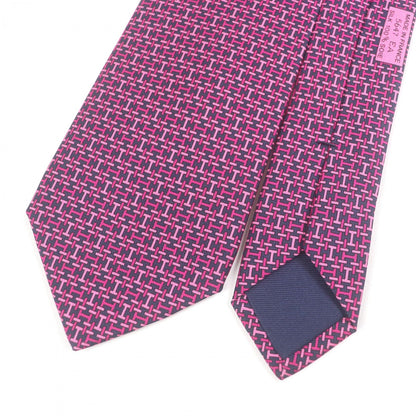 Hermes Tie 5647 Ea Silk Navy Pink
